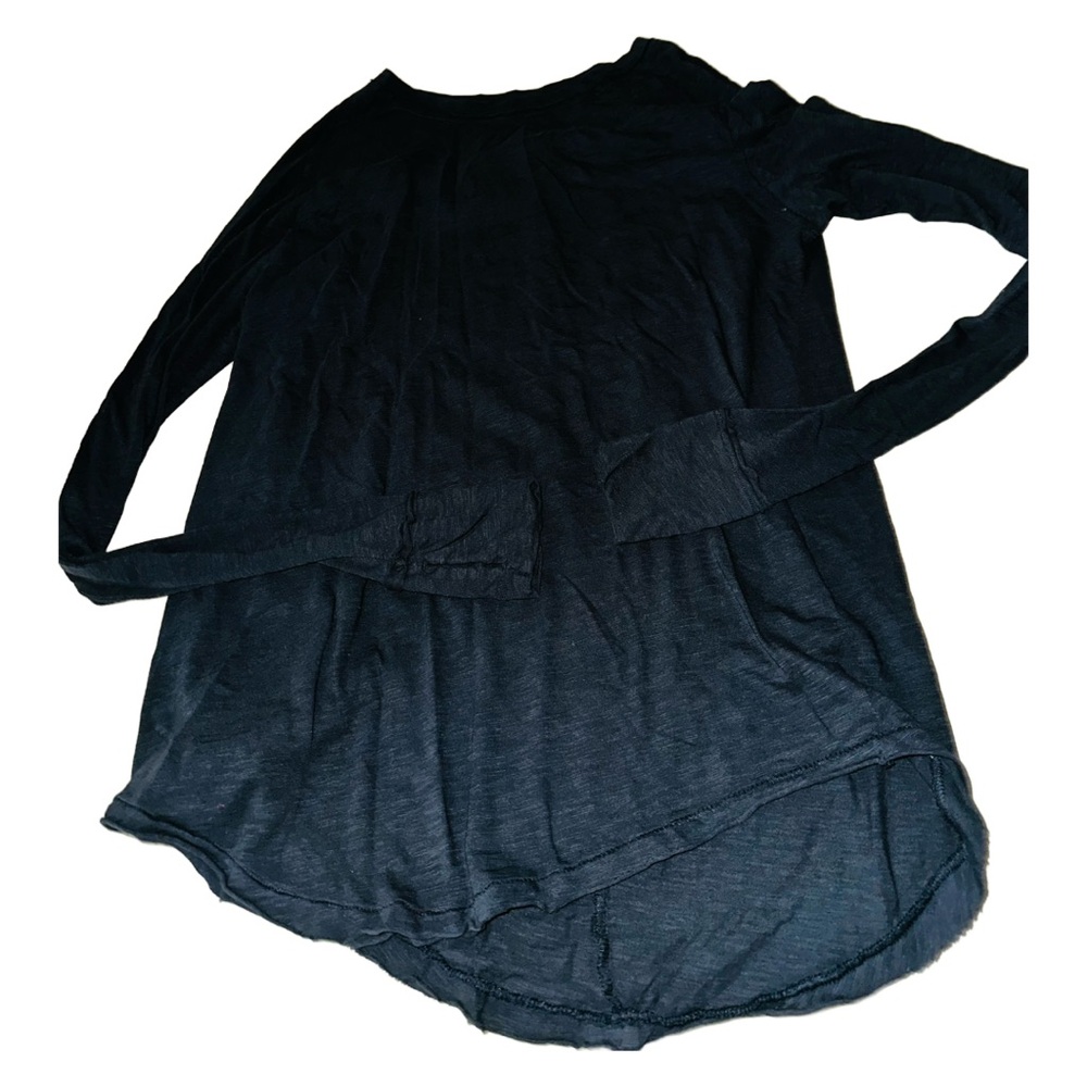 Free People Black Thumbhole Tunic Length Tee